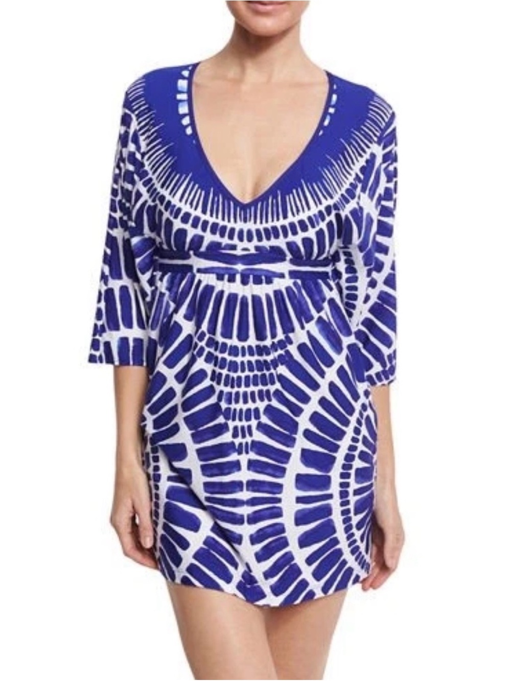 Trina Turk Algiers Tunic Swim Cover Up Dress Indigo Size Small Resort Pool